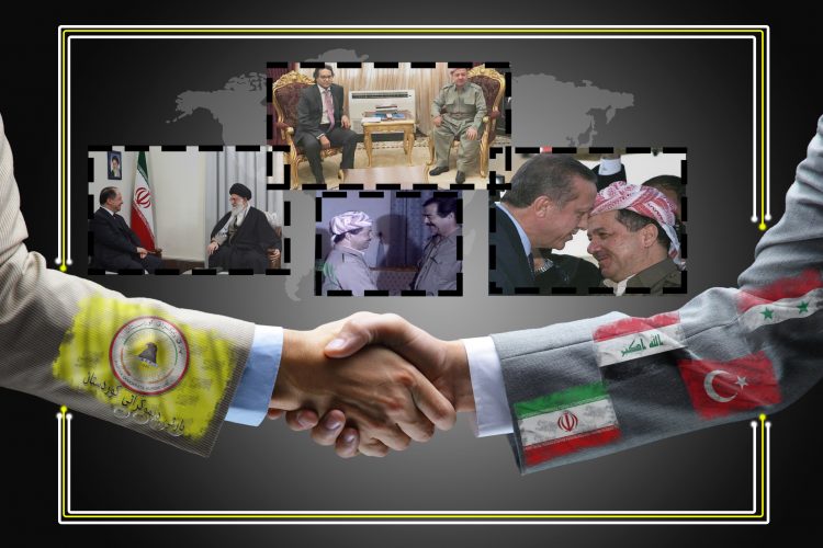 Handshake with map of the world in background